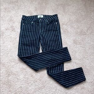 PAIGE Verdugo Velvet and Denim Stripped Skinny Jeans